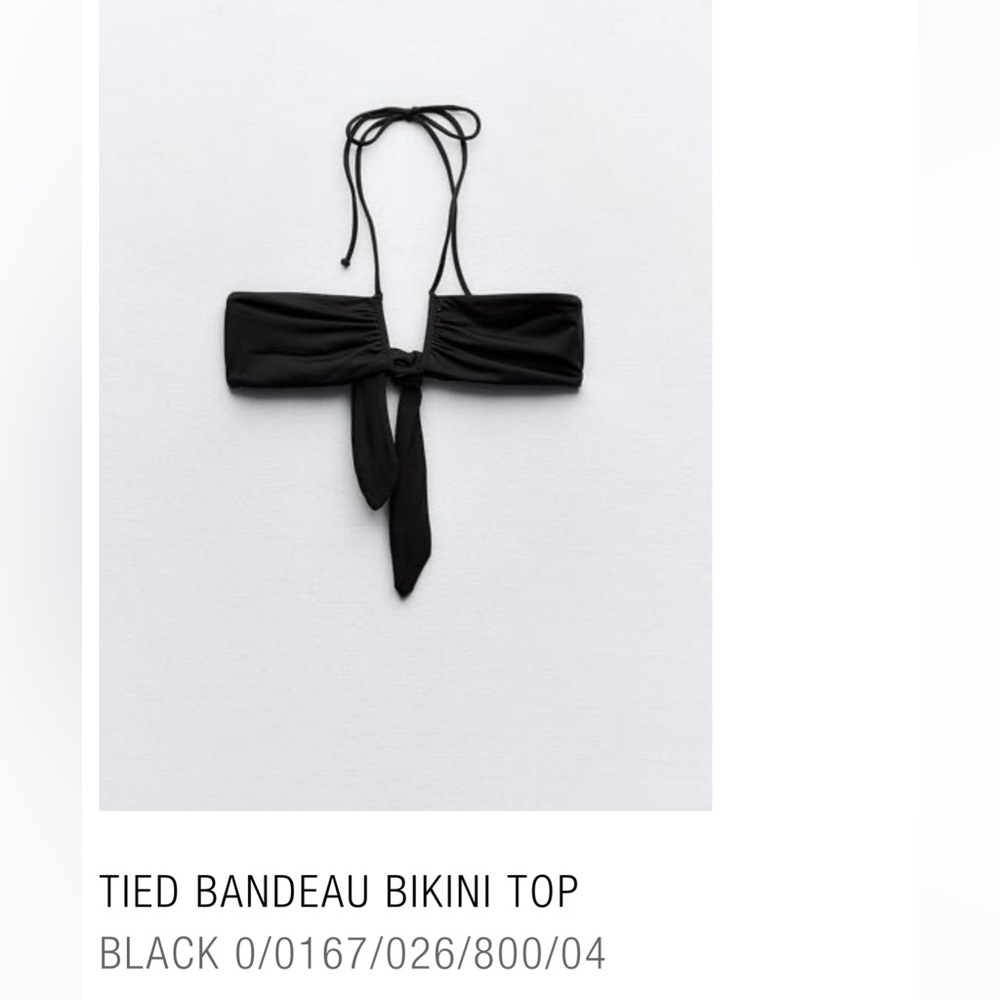 Zara Black Tied Bandeau Bikini Top